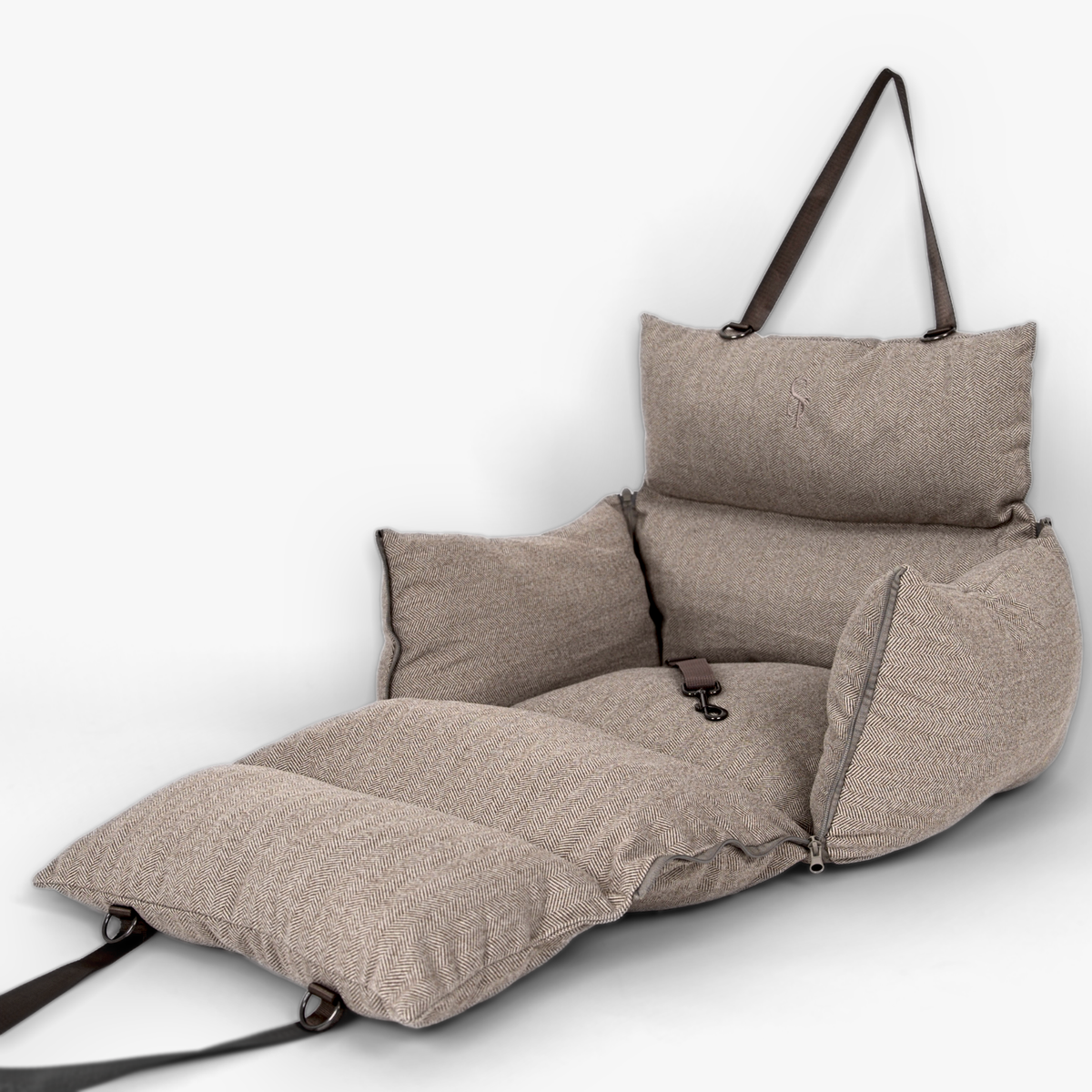 Fotelik samochodowy dla psa 3 w 1 Thea | Herringbone Mocca