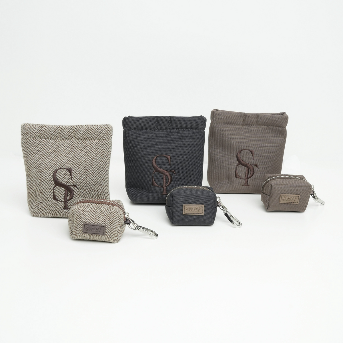 The Elma Active treat bag and holder shown in all three colourways