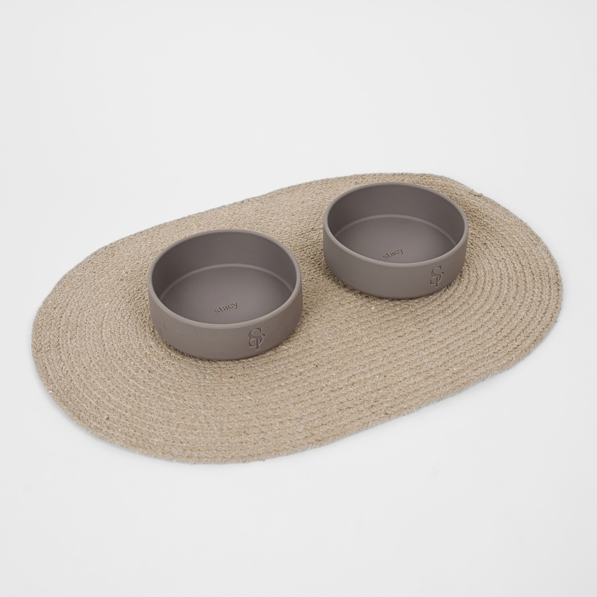 Elli - Braided Oval Feeding Mat - Sand