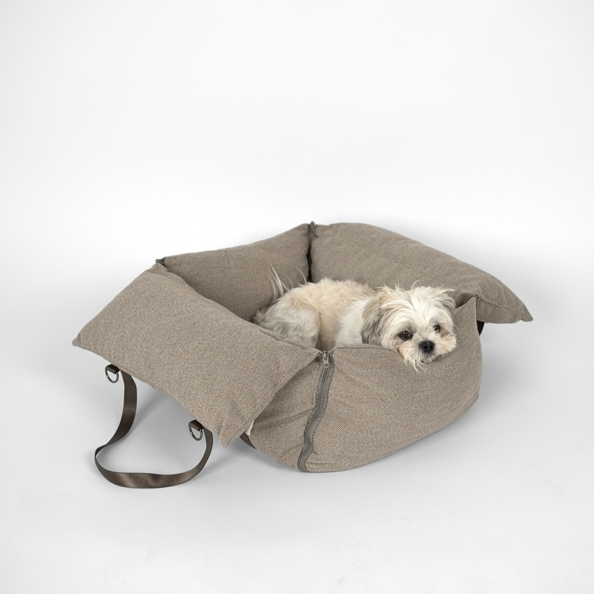 Fotelik samochodowy dla psa 3 w 1 Thea | Herringbone Mocca