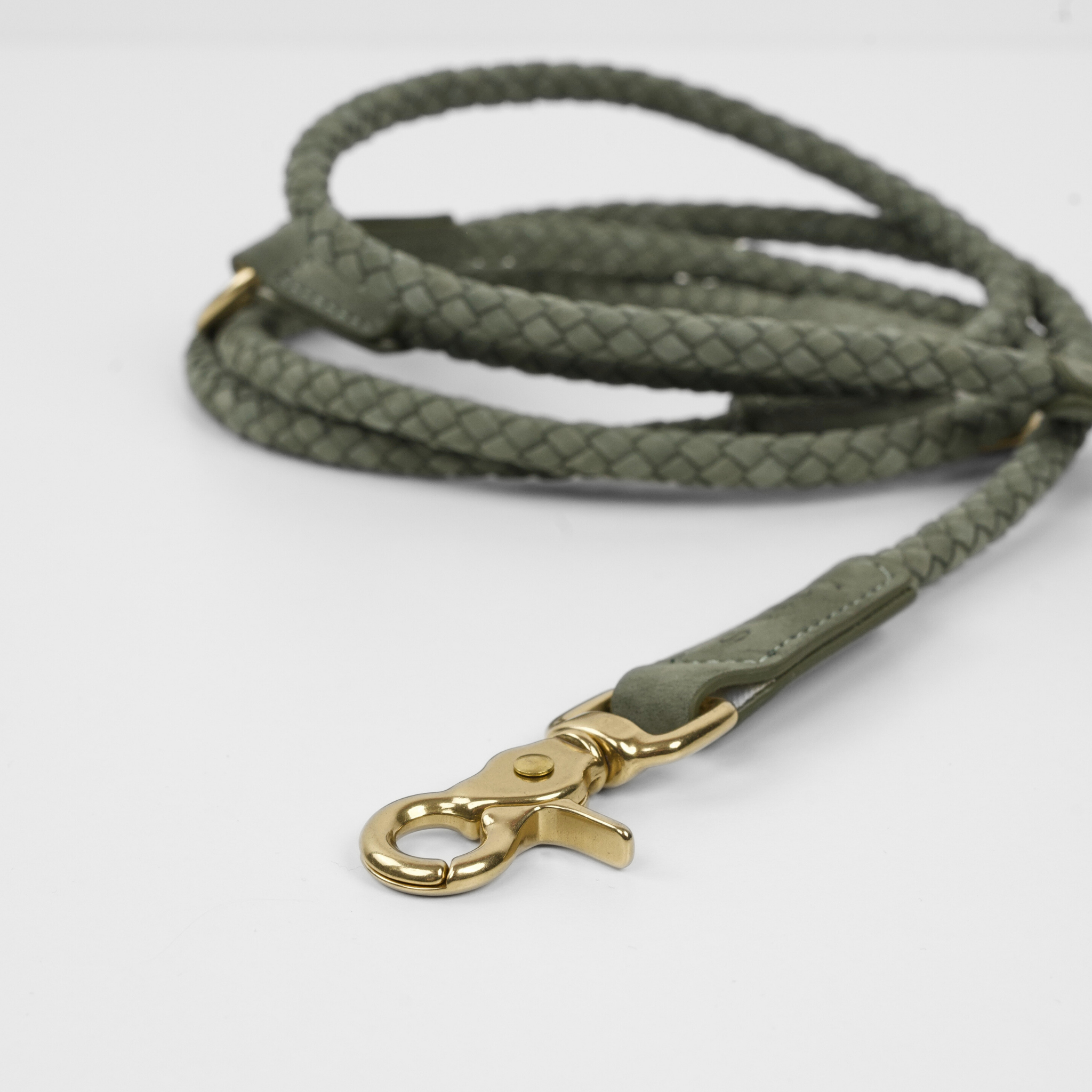 Smycz dla psa Kaia z plecionym uchwytem | Moss green